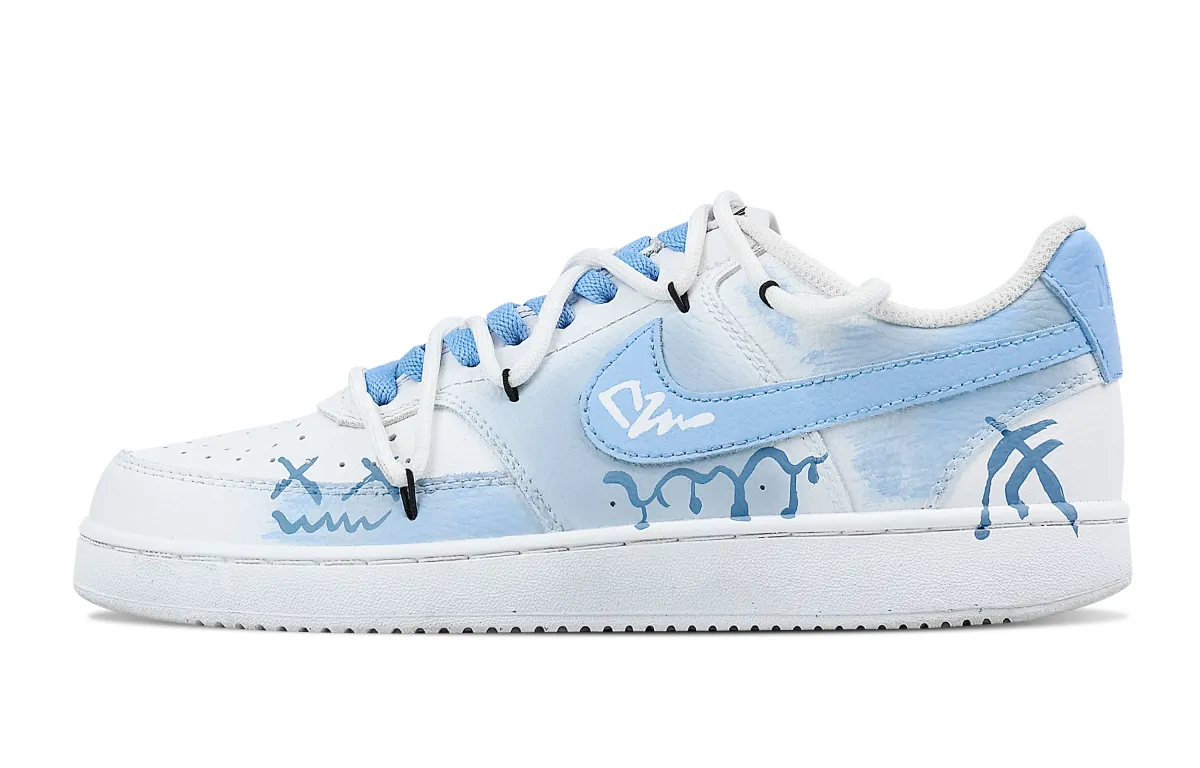 Nike Court Vision 1 Little Emotions Slip Resistant Abrasion Resistant Low top Skateboard Shoes Men's White Blue
