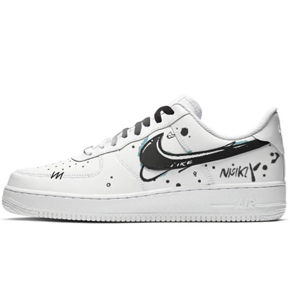 Nike Air Force 1 Abrasion Resistant Low top Skateboard Shoes Unisex Black White