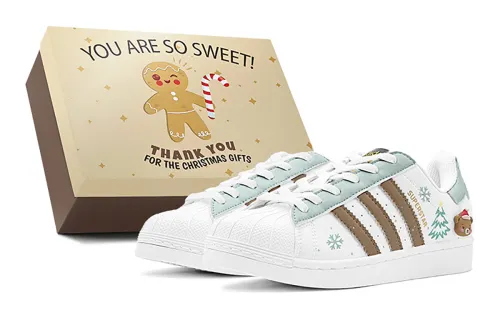 Adidas Originals SUPERSTAR Christmas Gift, Bear Christmas Tree Low top Skateboard Shoes Unisex Green White