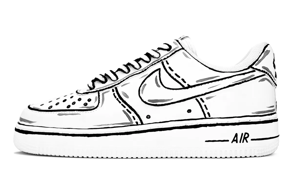 Nike Air Force 1 Slip Resistant Abrasion Resistant Low top Skateboard Shoes Unisex Black White
