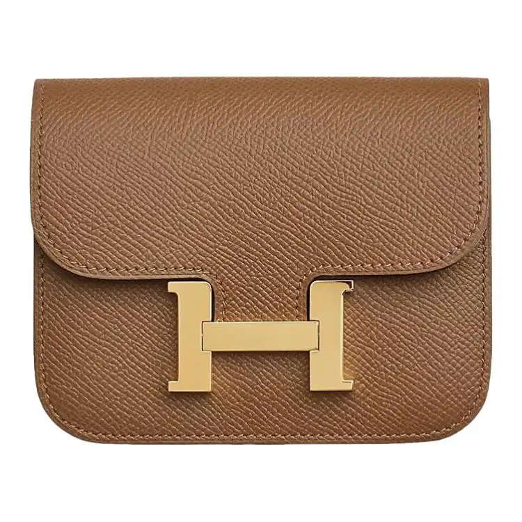 HERMES Constance Slim Cow Leather Clutch Wallet Fanny Pack Regular Women's Chestnut