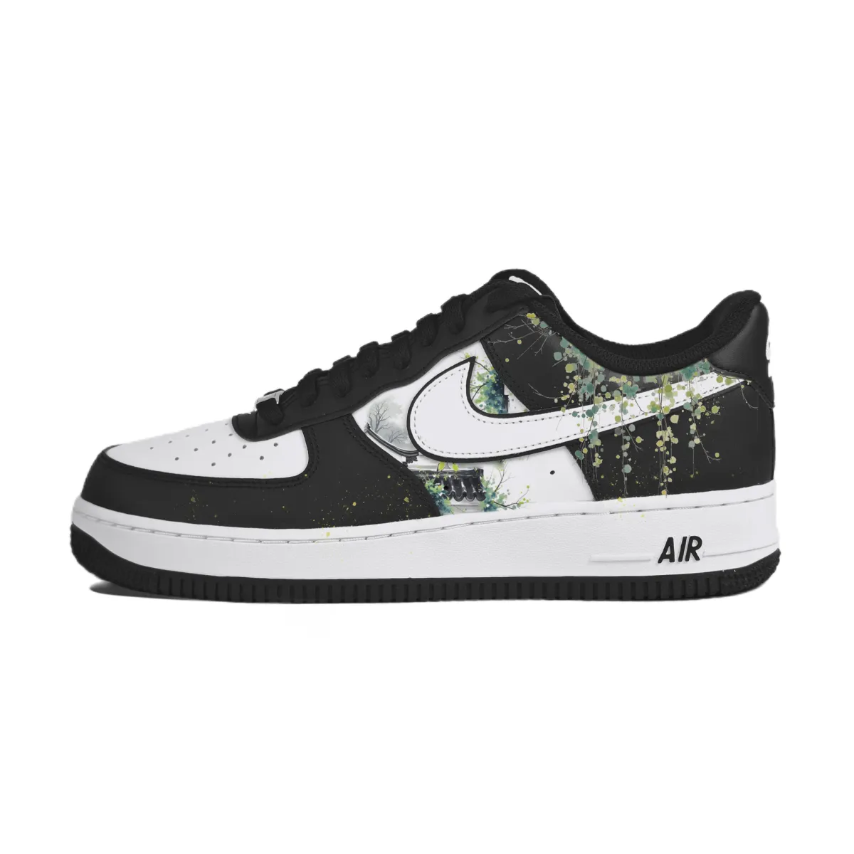 Nike Air Force 1 Coverage Abrasion Resistant Low top Skateboard Shoes Unisex Black White