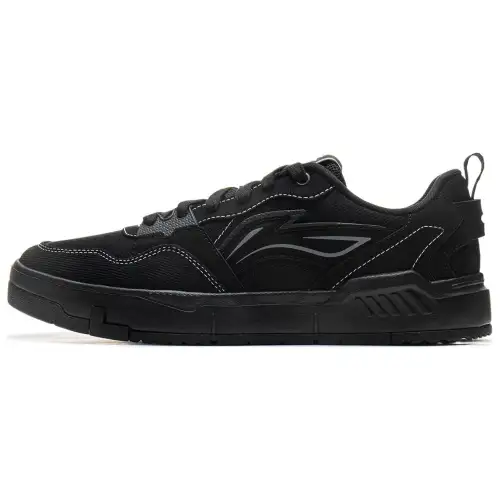 Li Ning Original Era Textile, Synthetic Leather Low top Skateboard Shoes Men's Black