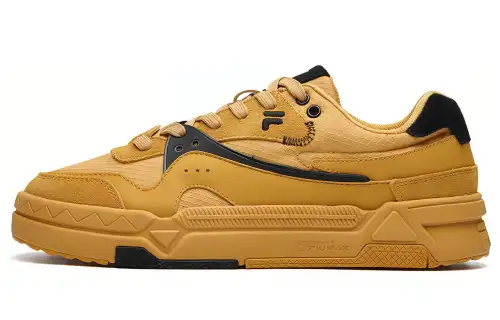 FILA FUSION BANK Casual Wear resistant And Lightweight Low top Skateboard Shoes Men's Honey Gold