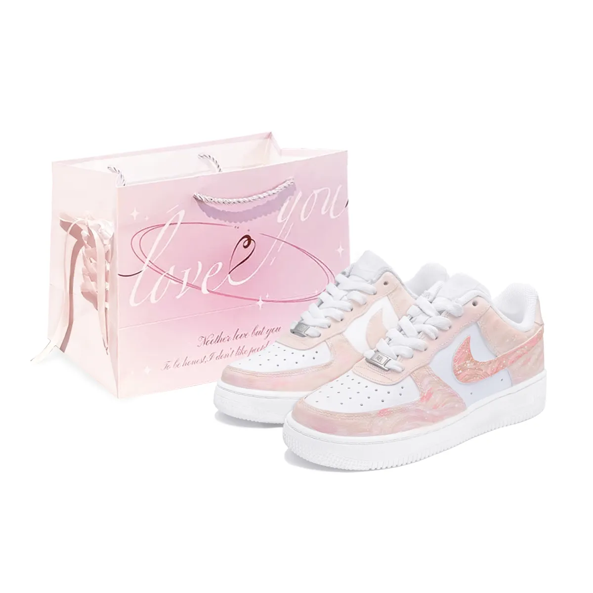 Nike Air Force 1 Shopping Bag, Pink Mist Sea, First Culture Abrasion Resistant Balance Abrasion Resistant Balance