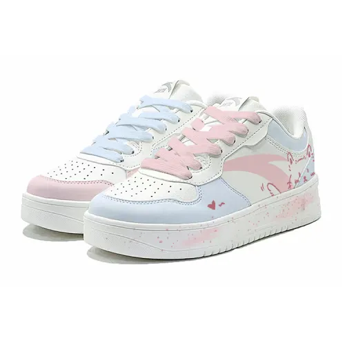 Anta Low top Skateboard Shoes Women's Blue Pink Mismatched