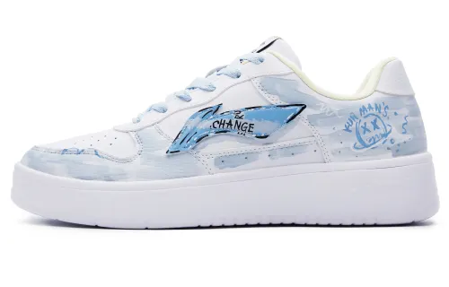 Li Ning Floating Boat Slip Resistant Abrasion Resistant Low top Skateboard Shoes Women's Blue White