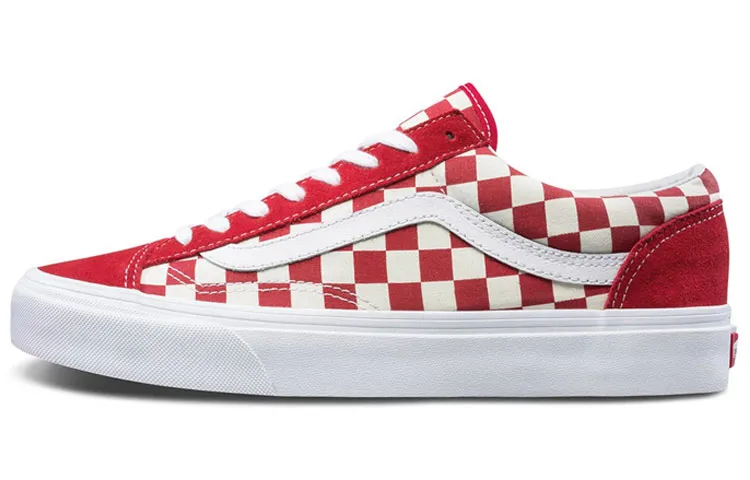Vans Style 36 Checkerboard Low top Skateboard Shoes Unisex Red White
