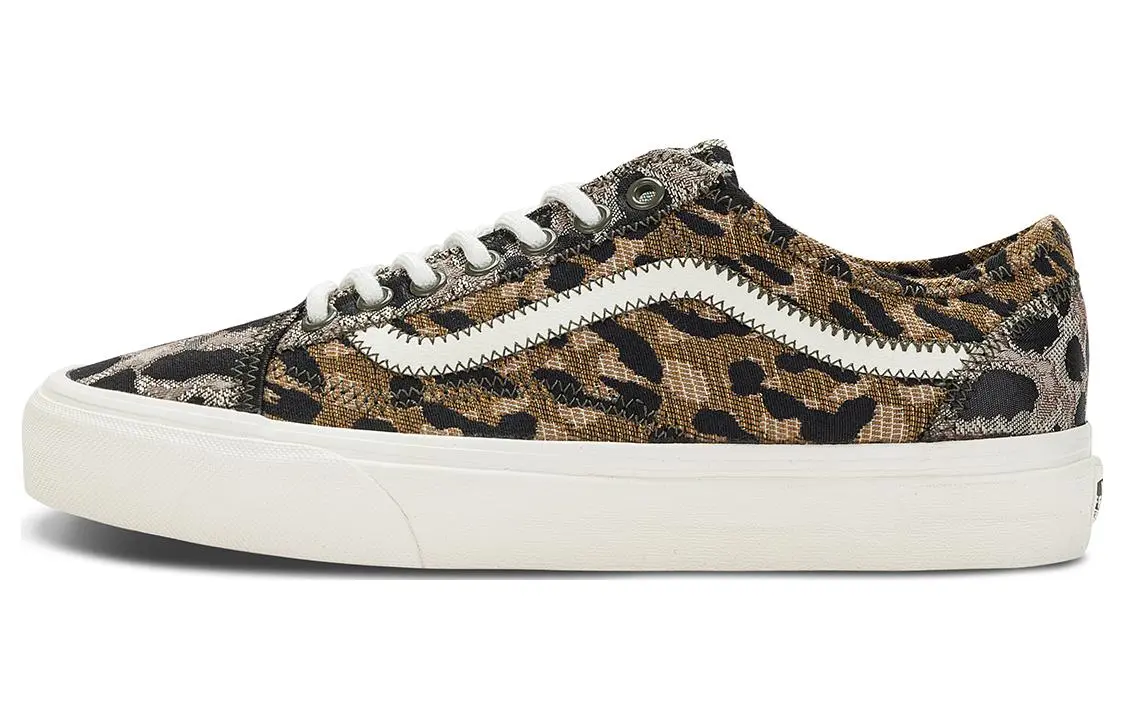 Vans Fabric Cushioning Abrasion Resistant Low top Skateboard Shoes Unisex Leopard Print