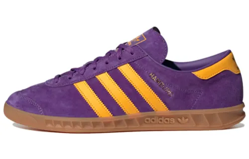 Adidas Originals Hamburg Abrasion Resistant Coverage Low top Skateboard Shoes Unisex Purple Yellow
