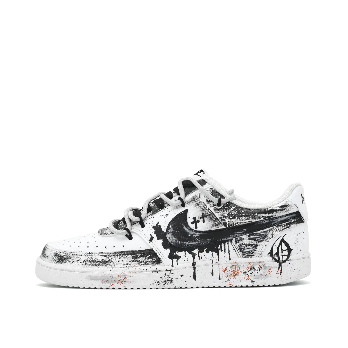 Nike Court Vision 1 Dark & Endless Abrasion Resistant Low top Skateboard Shoes Unisex Black White