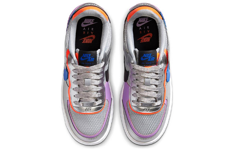 Женские кроссовки Nike Air Force 1 Shadow Metallic Silver (серебристый) — Серебристыйсиний — фото 4