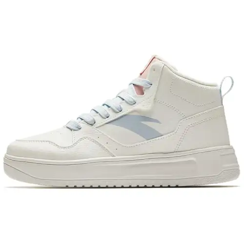 Anta Relaxed Slip Resistant Abrasion Resistant High top Skateboard Shoes Women's White Blue