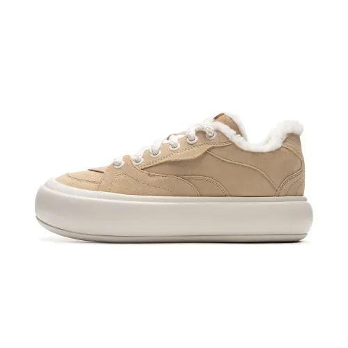 Li Ning Cream Puff Platform Fleece Lined Trendy Casual Thermal Abrasion Resistant Low top Skateboard Shoes Women's