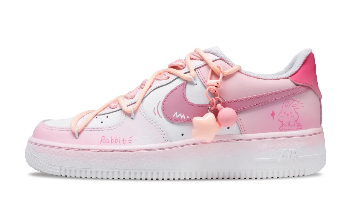 Nike Air Force 1 Pink Wish Cow Leather Slip Resistant Abrasion Resistant Low top Skateboard Shoes Unisex Pink