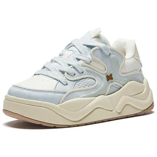 Anta Freesia Textile, Synthetic Leather Slip Resistant Abrasion Resistant Low top Skateboard Shoes Women's Blue White