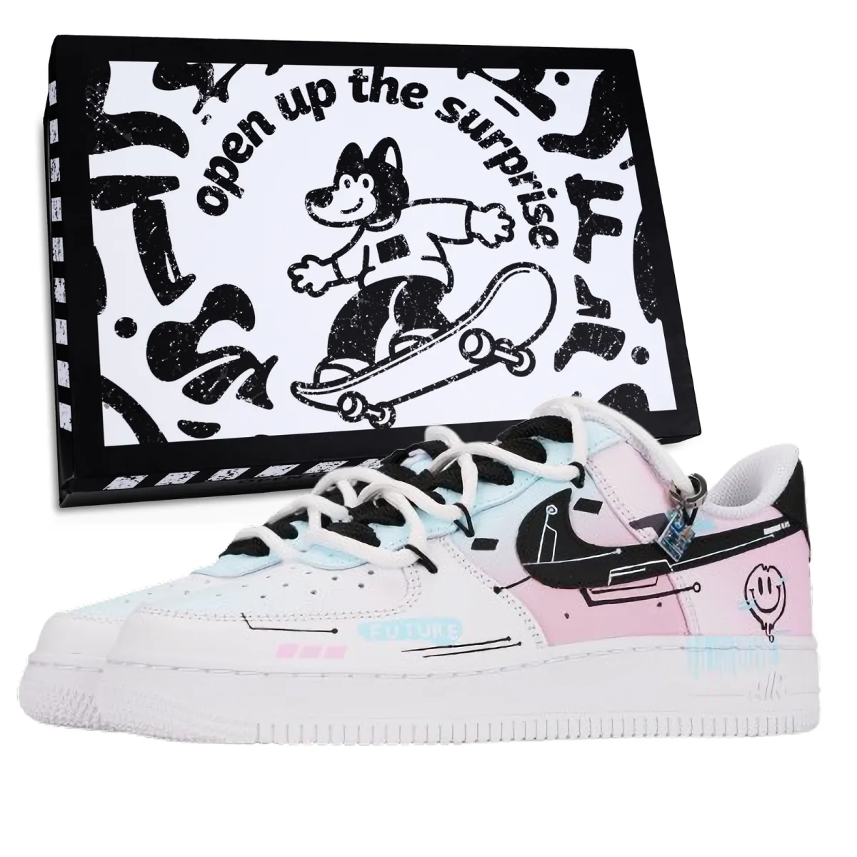 Nike Air Force 1 Diverse Slip Resistant Abrasion Resistant Low top Skateboard Shoes Unisex Pink
