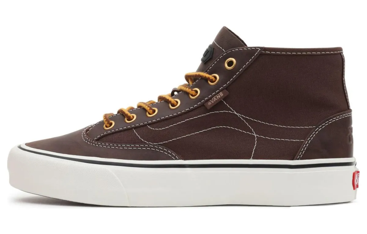 Vans DESTRUCT Mid VR3 Abrasion Resistant High top Skateboard Shoes Unisex Brown White
