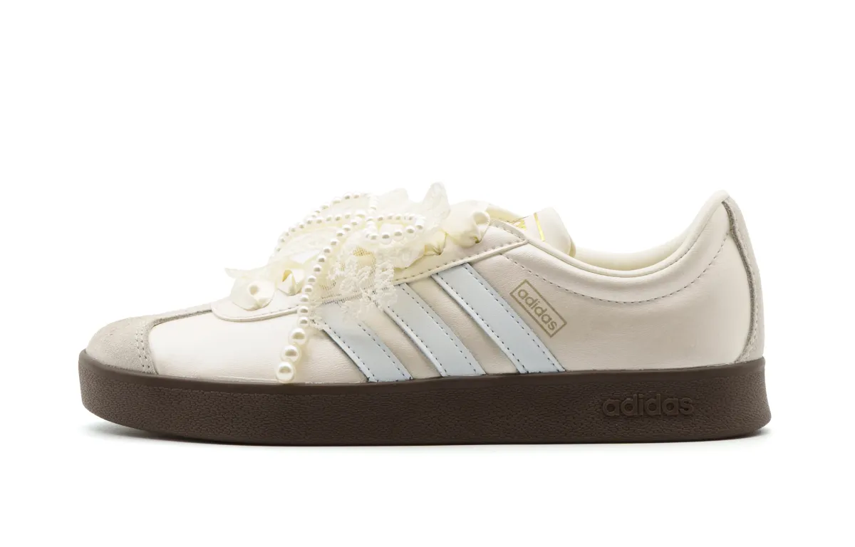 Adidas Vl Court Classic Abrasion Resistant Low top Skateboard Shoes Unisex Pearl White