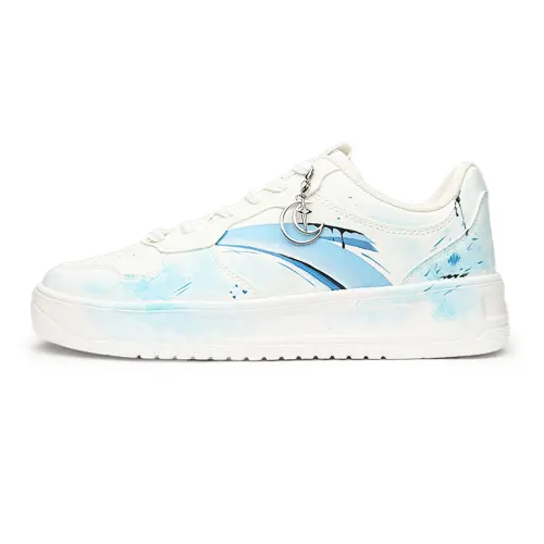 Anta Easy Slip Resistant Lightweight Height Increasing Low top Skateboard Shoes Unisex Light Blue