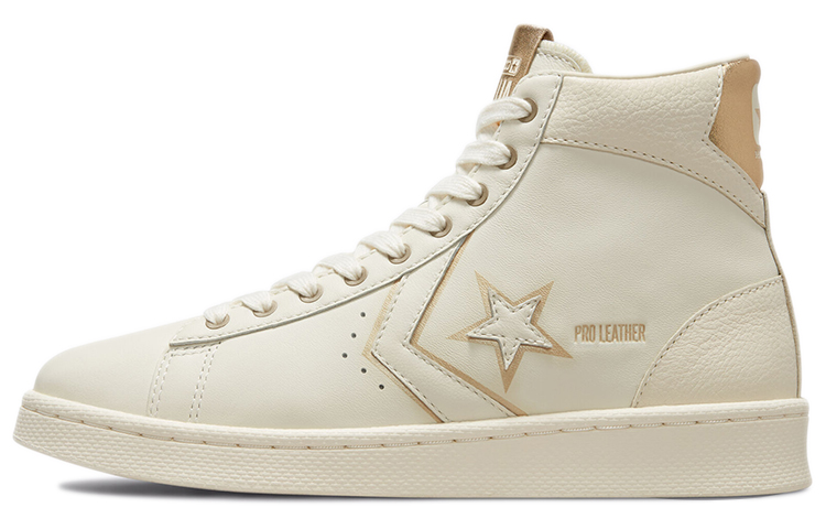 Converse Cons Pro Leather HI Canvas Casual Slip Resistant Abrasion Resistant High top Skateboard Shoes Unisex Ecru