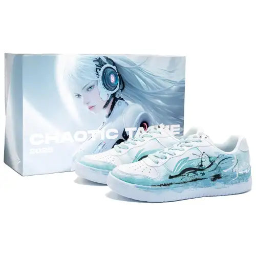 Li Ning Floating Boat Slip Resistant Abrasion Resistant Low top Skateboard Shoes Men's Blue White