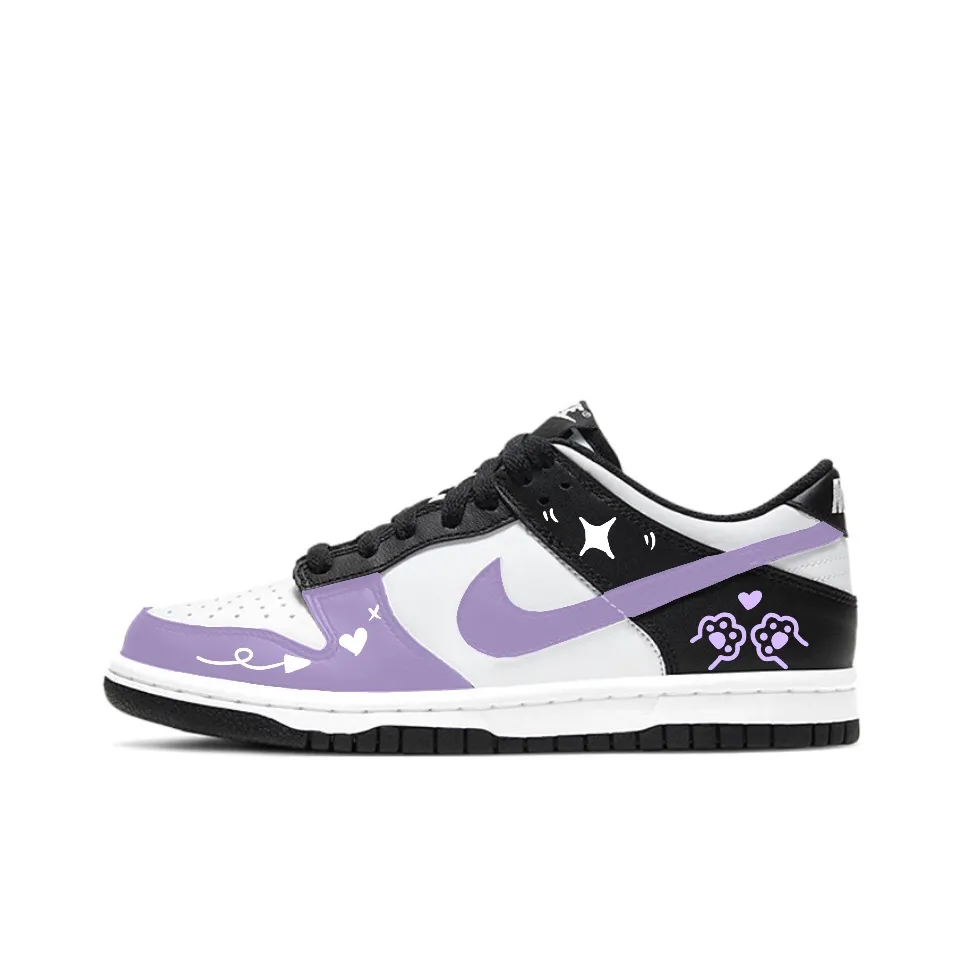 Nike Dunk SB Leather Abrasion Resistant Low top Skateboard Shoes Unisex Black White