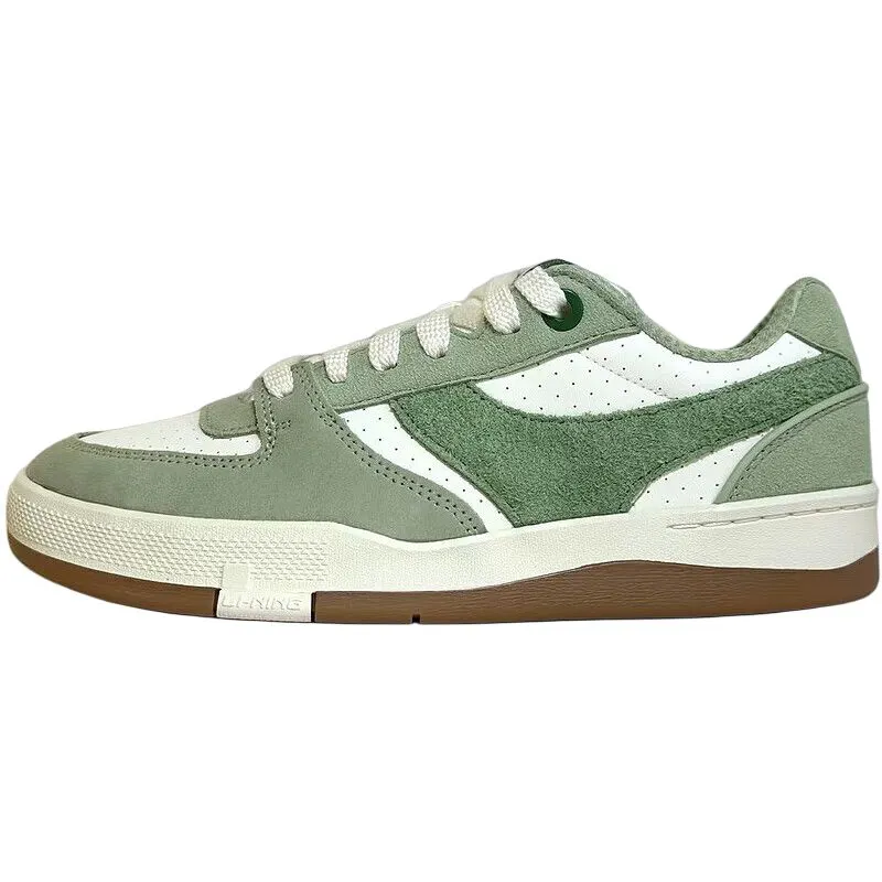 Li Ning Slip Resistant Abrasion Resistant Slip Resistant Abrasion Resistant Low top Skateboard Shoes Men's Green White
