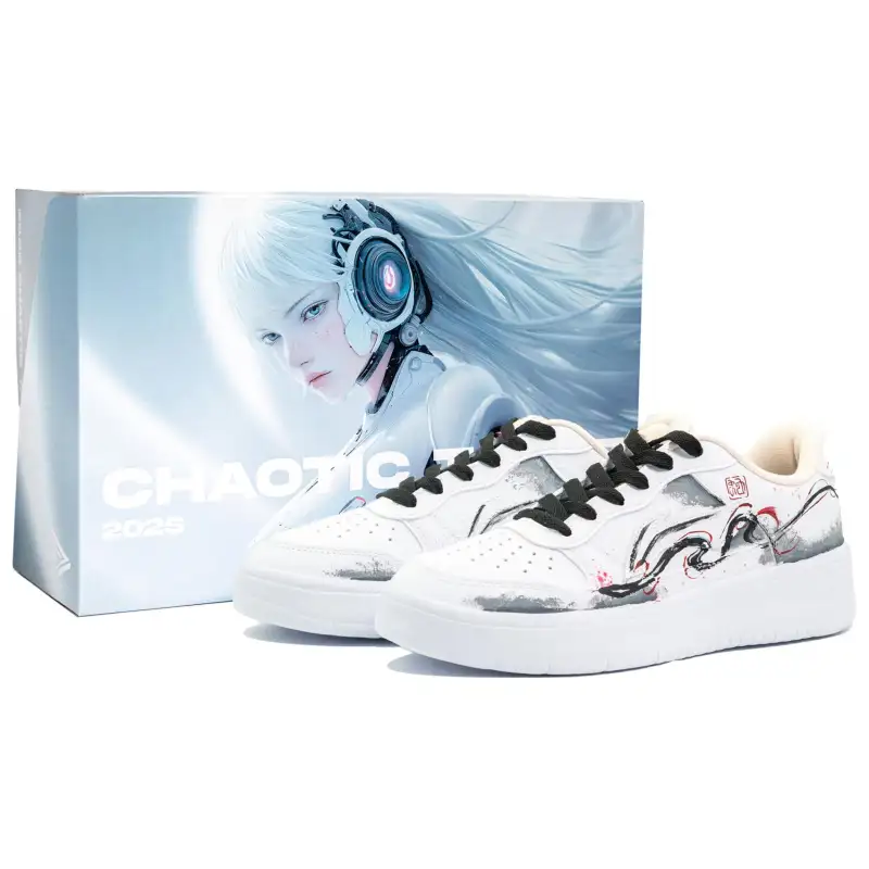 Li Ning Floating Boat Slip Resistant Abrasion Resistant Low top Skateboard Shoes Men's Black White