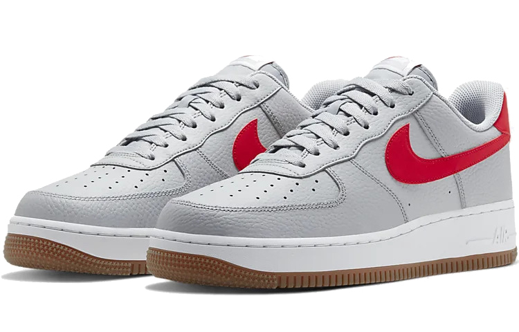 Мужские кроссовки Nike Air Force 1 (серо-красные) — фото 3