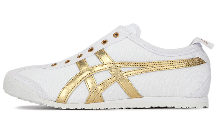 Кроссовки Onitsuka Tiger MEXICO 66 SLIP-ON (бело-золотые)