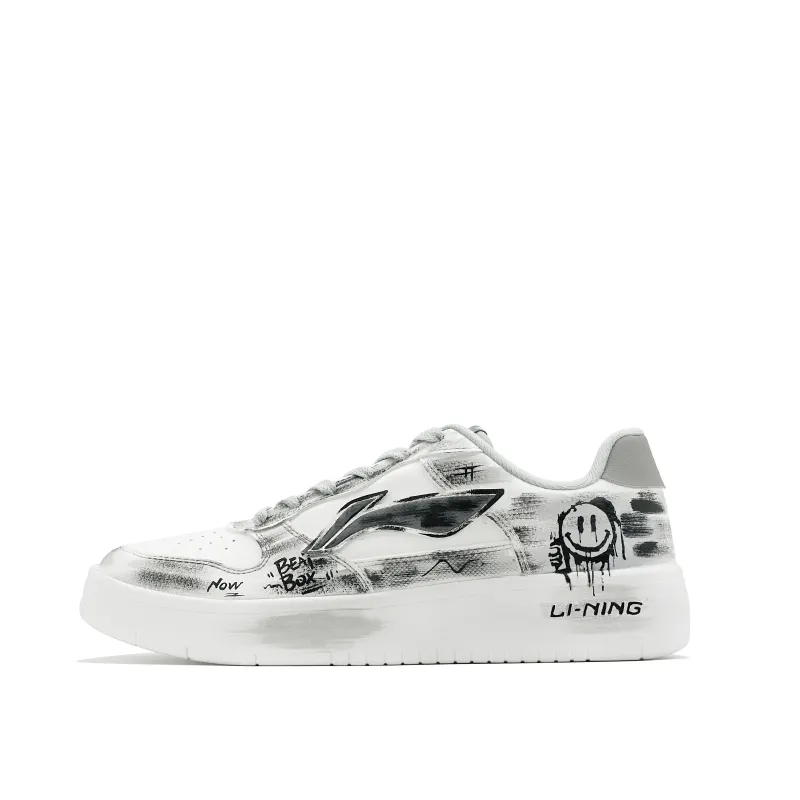 Li Ning Floating Boat Slip Resistant, Abrasion Resistant, Breathable Low top Skateboard Shoes Men's White Gray