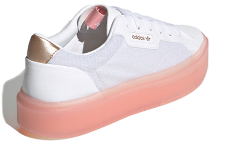 Женские кеды adidas originals Sleek Super (бело-розовые с бронзой) — Белый / розовый — фото 4