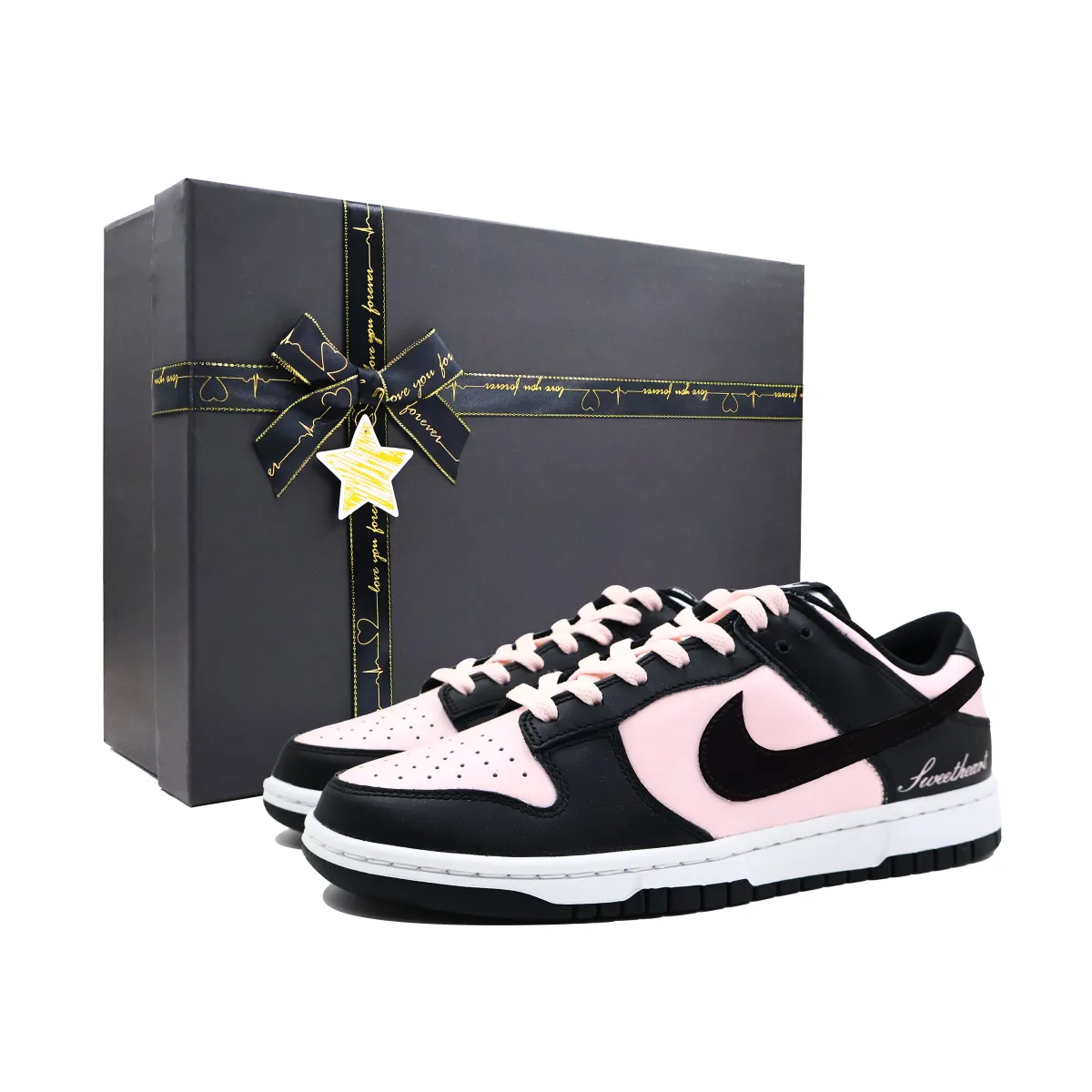 Nike Dunk Sweetheart Cushioning, Wear Resistant Low top Skateboard Shoes Unisex Black Pink