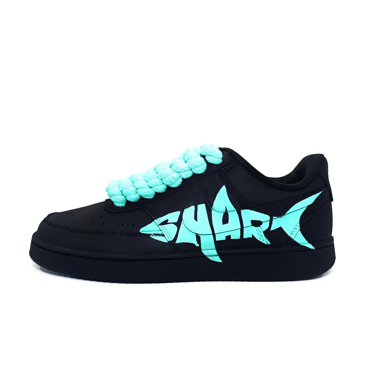 Nike Court Vision Great White Shark Slip Resistant Abrasion Resistant Low top Skateboard Shoes Unisex Blue Black