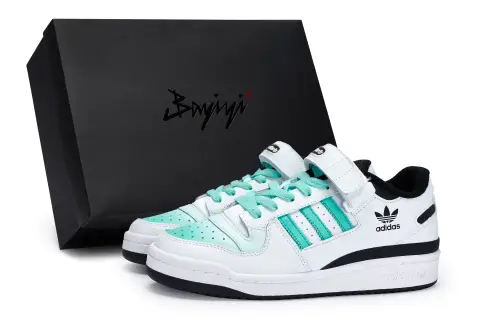 Adidas Originals FORUM Low Wear resistant And Lightweight Low top Skateboard Shoes Unisex White Tiffany Black
