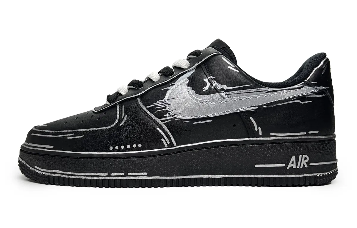 Nike Air Force 1 Dimensional Sorcery Slip Resistant Abrasion Resistant Low top Skateboard Shoes Women's Black Silver