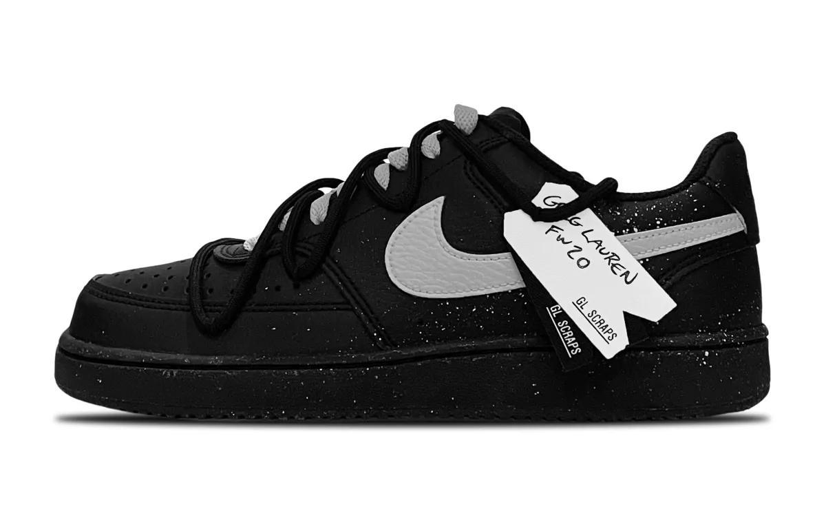 Nike Court Vision Low Slip Resistant Abrasion Resistant Low top Skateboard Shoes Unisex Black Silver