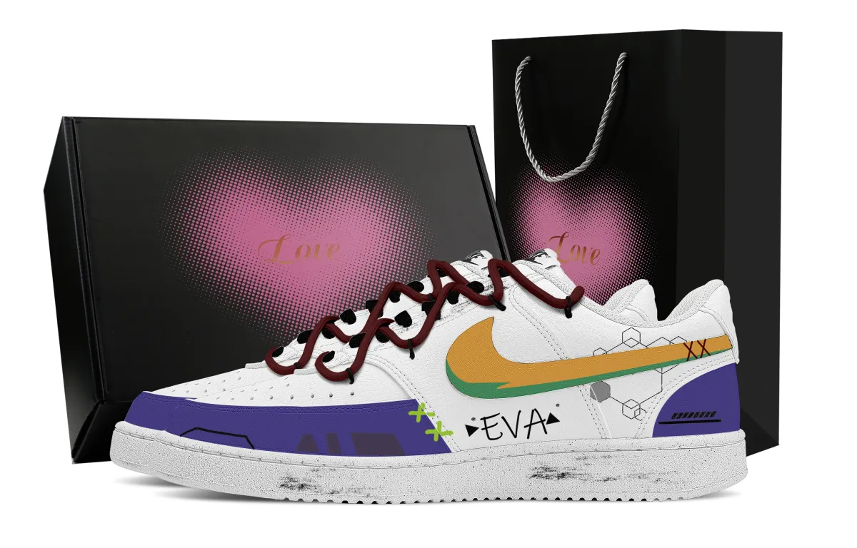 Nike Court Vision 1 Initial Machine No. Heart Box Abrasion Resistant Low top Skateboard Shoes Men's Purple Yellow