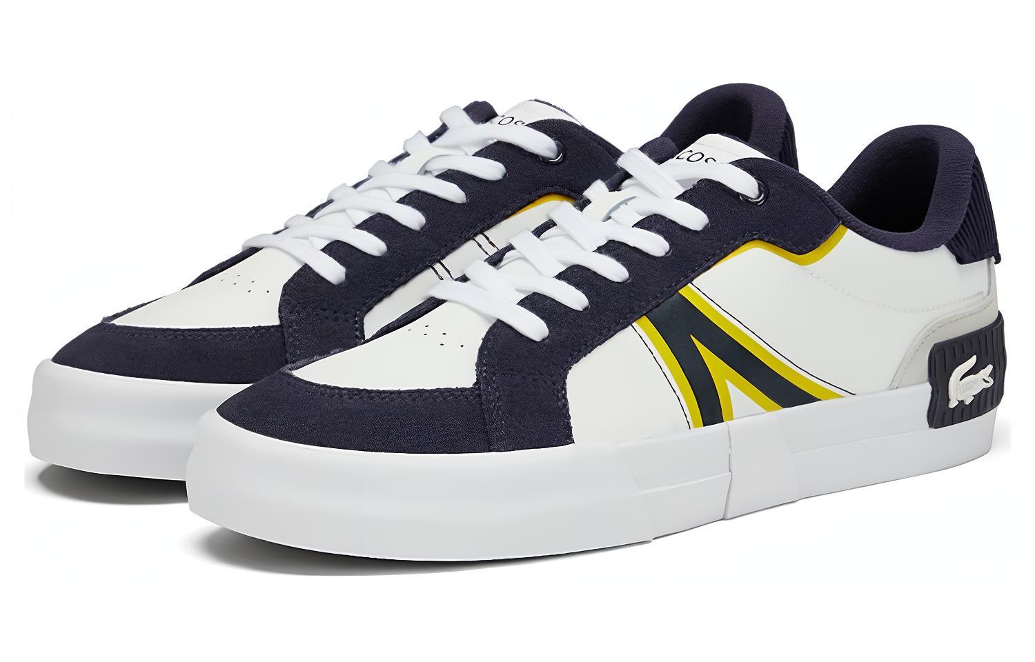 LACOSTE Leather Low top Skateboard Shoes Men's Blue White
