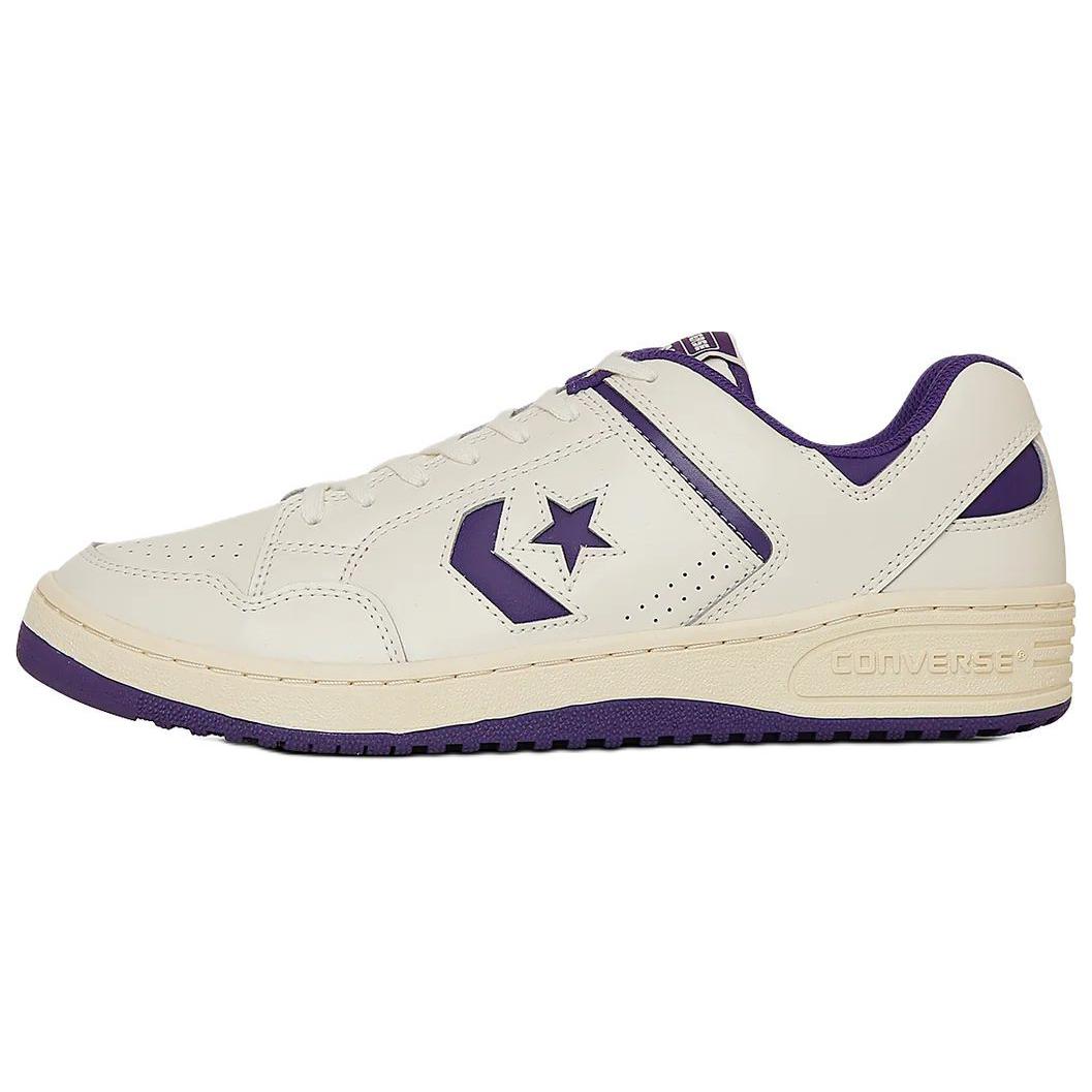 Converse WEAPON Slip Resistant Abrasion Resistant Low top Skateboard Shoes Unisex Beige White Purple