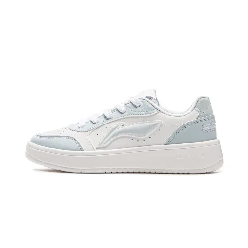 Li Ning Sycee Pure Abrasion Resistant Lightweight Breathable Low top Skateboard Shoes Women's White Blue
