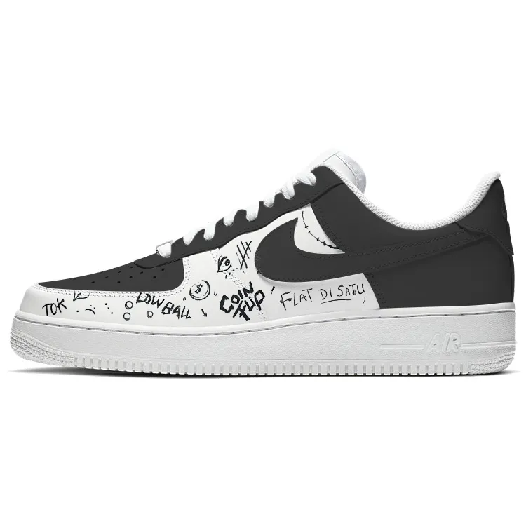 Nike Air Force 1 Slip Resistant Cushioning Waterproof Low top Skateboard Shoes Men's Black White