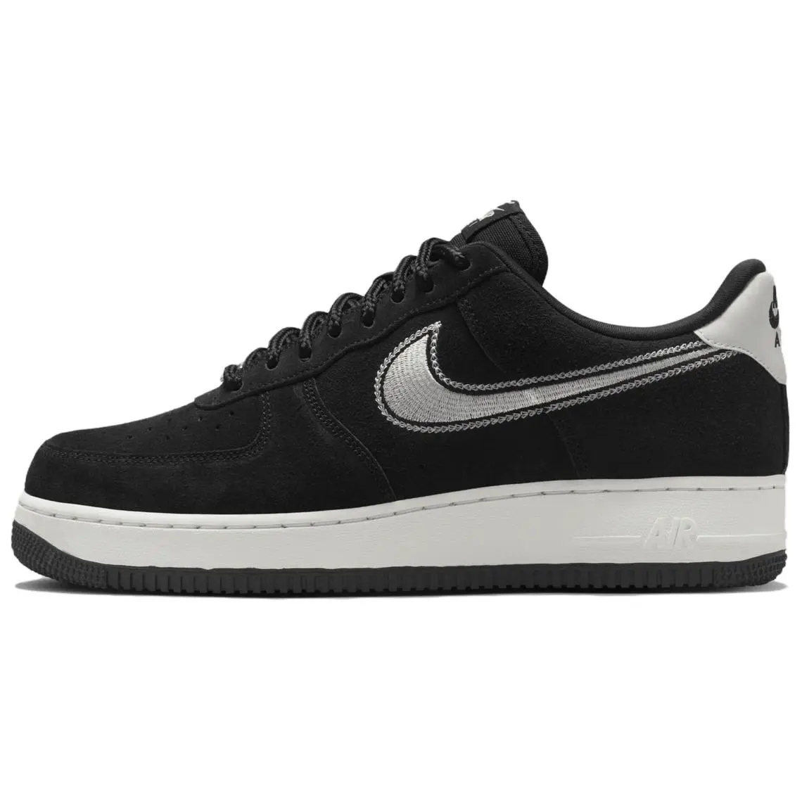 Nike Air Force 1 Low '07 LV8 Black Sail Embroidered Swoosh