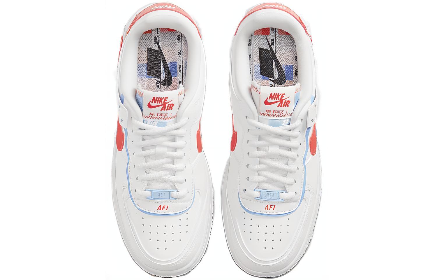 Женские кроссовки Nike Air Force 1 Shadow SE (бело-сине-красные) — Белыйсинийкрасный — фото 4