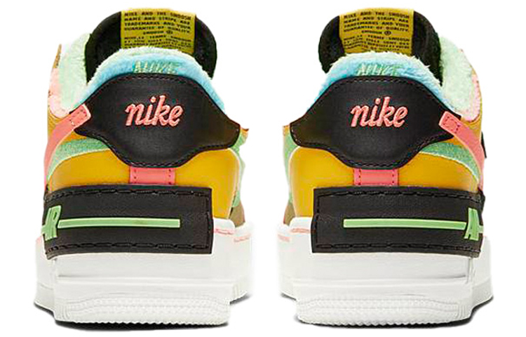 Женские кроссовки Nike Air Force 1 Shadow SE "Olive Flak" (черно-розово-желтый) — Чёрныйрозовыйжёлтый — фото 5