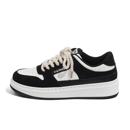 HUANQIU Thickened And Fleece Lined Thin Cotton, Air Force 1 Low top Skateboard Shoes Men's White Black