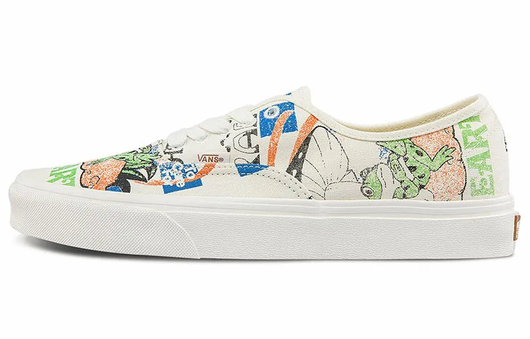 Vans Authentic Low Tops Casual Skateboarding Shoes Multi Color Funny Printing Unisex 'White Black Blue'