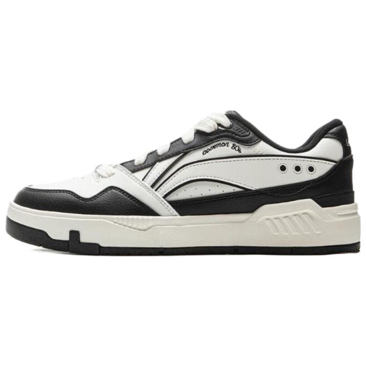 Li Ning Common 80s Slip Resistant Abrasion Resistant Low top Skateboard Shoes Men's White Black