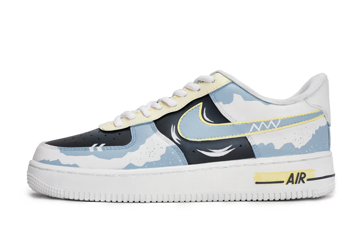 Nike Air Force 1 Skateboard Shoes Unisex Low Top White/Blue/Yellow